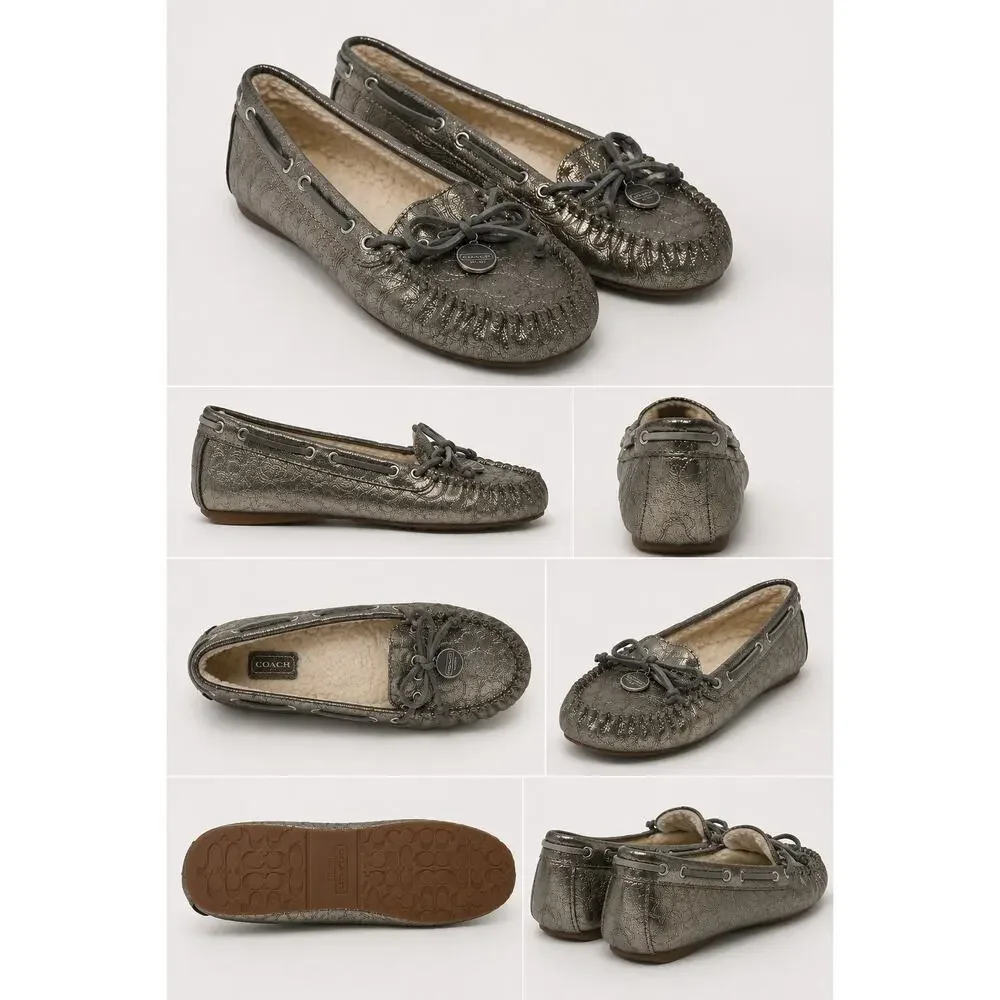 Coach Antonia Metallic Signature Leather Moccasins – Women's US 11 / EU 43